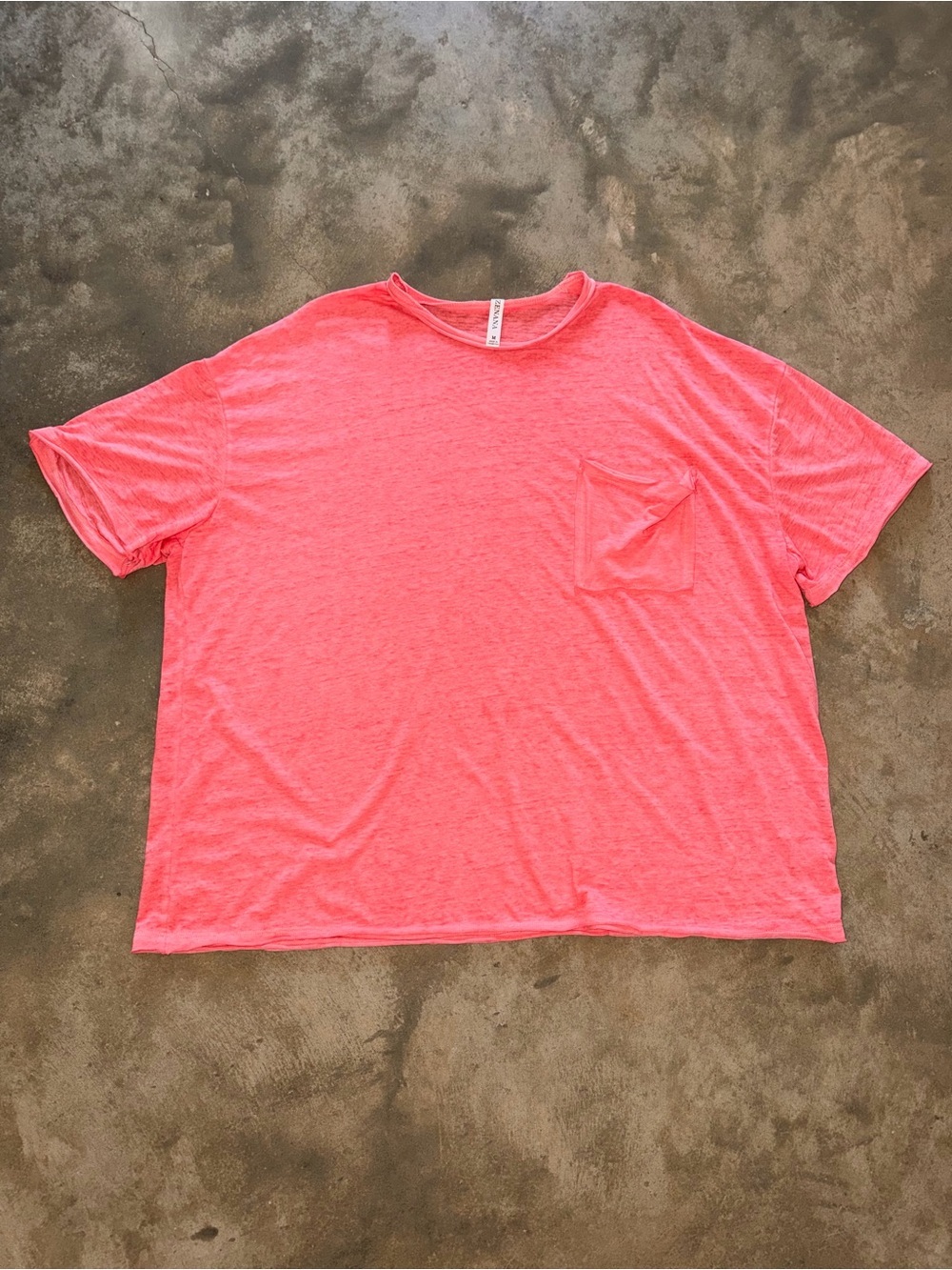 Zenana Coral Oversized Pocket Tee Slub Knit Short Sleeve Top Medium Lightweight